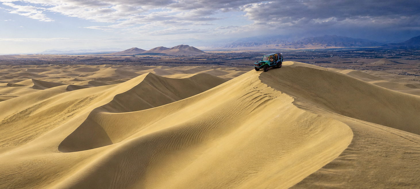 Dune buggy crossing the Huacachina dunes