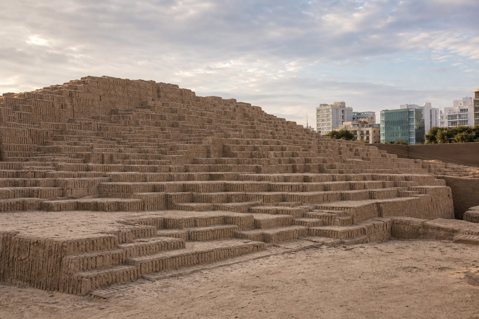 Huaca Pucllana adobe pyramid in Miraflores, Lima