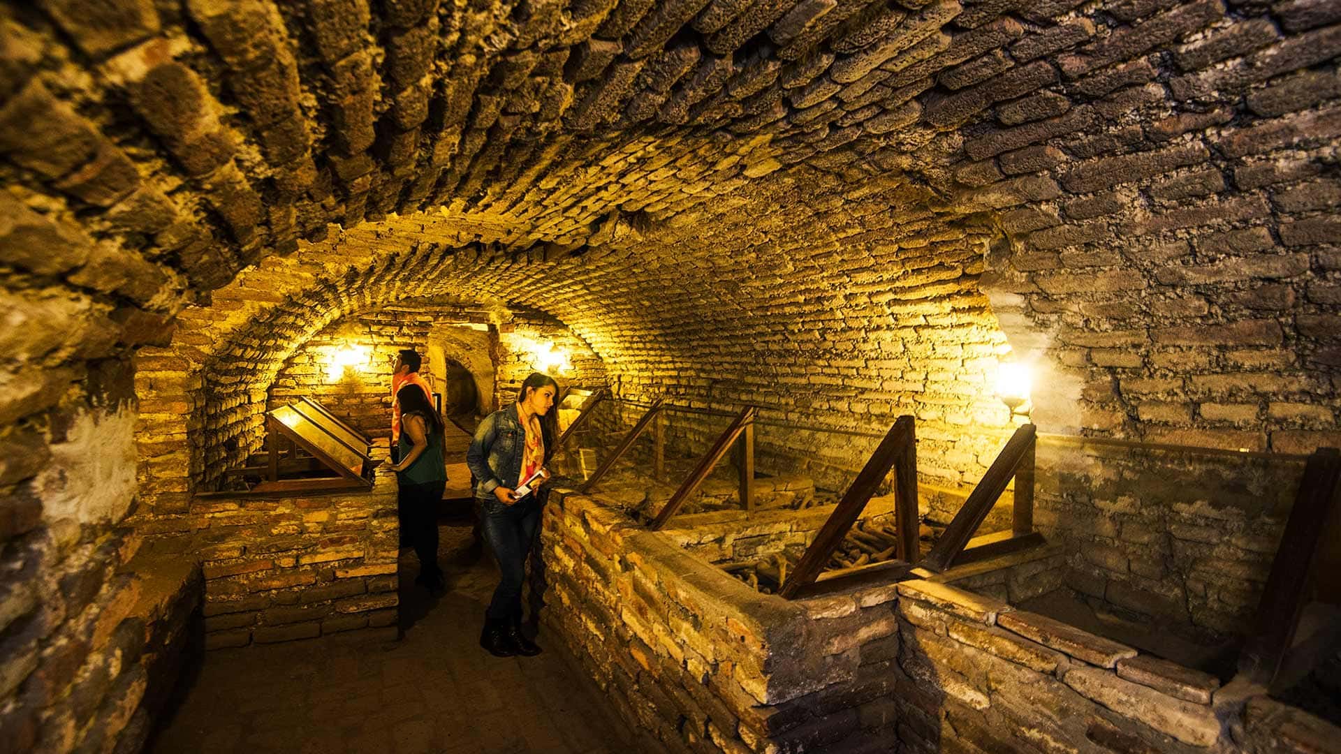 Stone catacombs beneath San Francisco in Lima