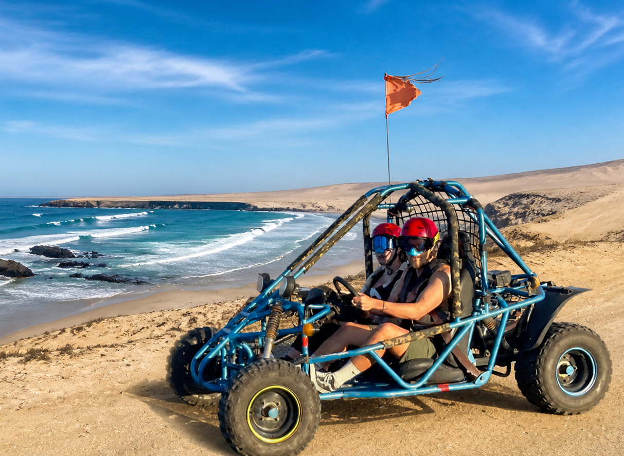 Buggy beside the coast in the Paracas desert
