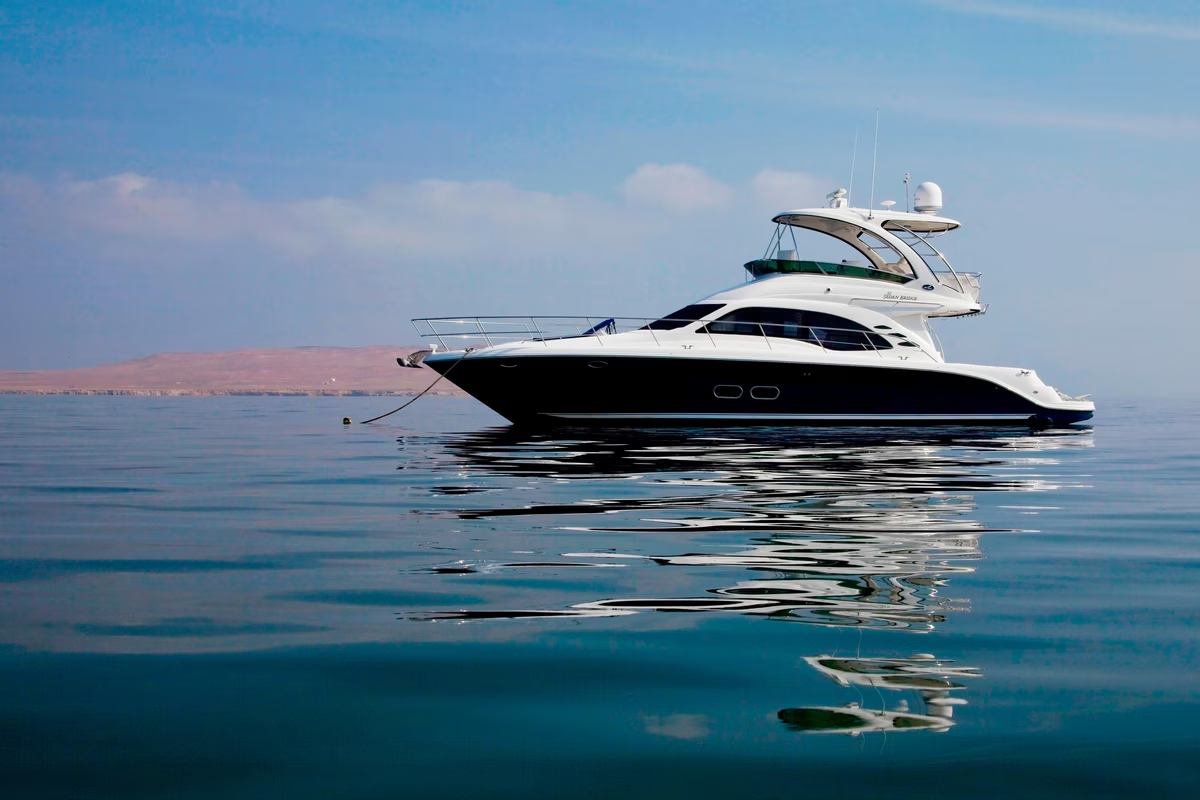 Private yacht on the water in Paracas